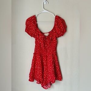 Red Floral Romper